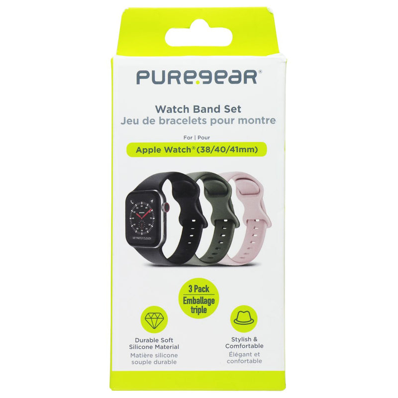 PureGear 3 Pack Silicone Watch Band Set for Apple Watch (38/40/41mm)