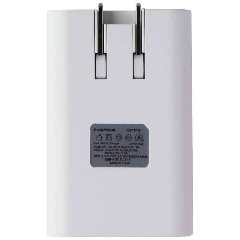 PureGear LightSpeed (42W) USB-C and USB-A Wall Charger - White (09811PG)