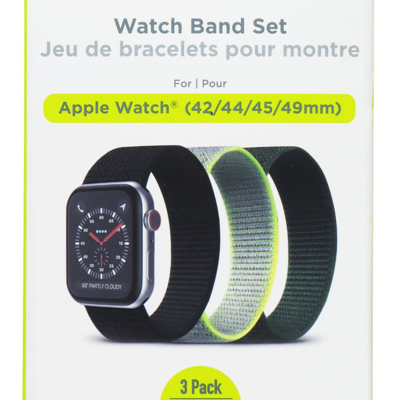 PureGear 3 Pack Nylon & Velcro Watch Band Set for Apple Watch (42/44/45/49mm)
