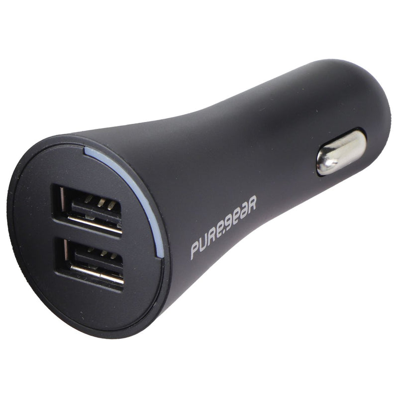 PureGear Universal 24W Dual Port USB-A Car Charger for Smart Devices - Black