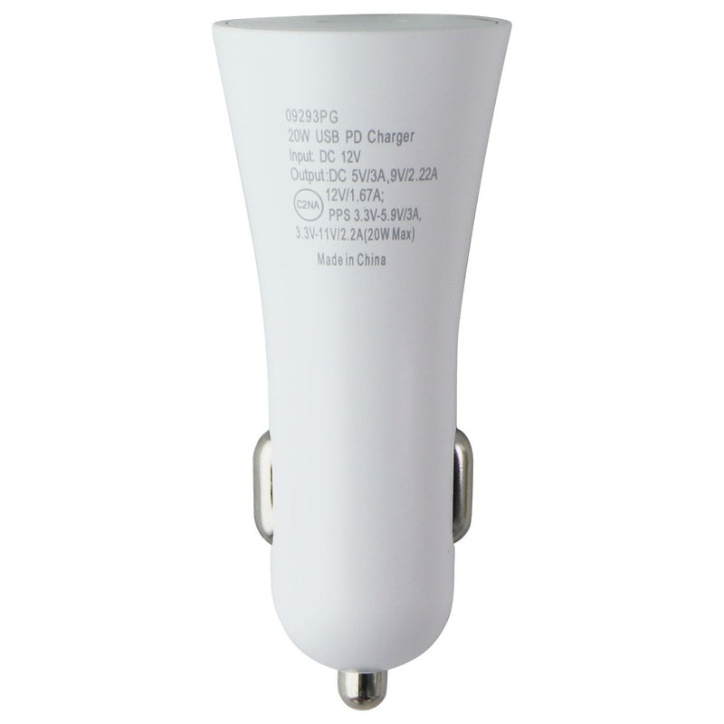 PureGear LightSpeed 20W Lightning 8-Pin to USB-C Car Charger - White