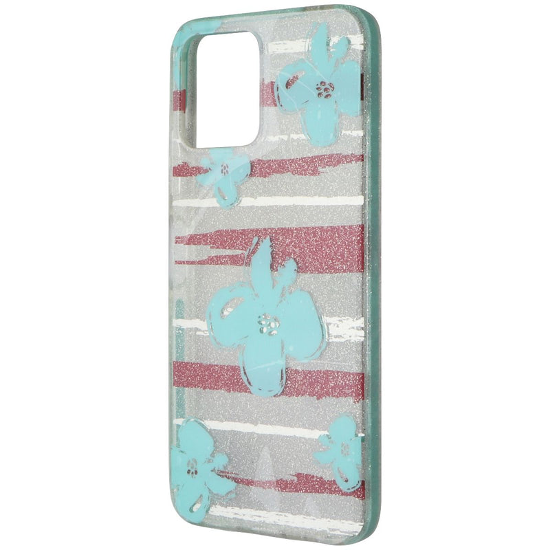 PureGear Slim Shell Series Hard Case for REVVL 6 5G - Blue Flowers/Glitter