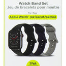 PureGear 3 Pack Silicone Watch Band Set for Apple Watch (42/44/45/49mm)