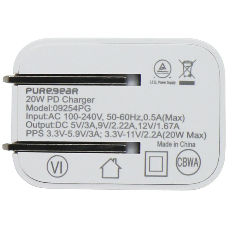PureGear 20W USB-C Wall & Car Charger w/ USB-C to Lightning 8-Pin Cable - White