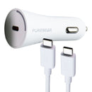 PureGear LightSpeed (30W) USB-C Car Charger + USB-C Cable - White (63997PG)