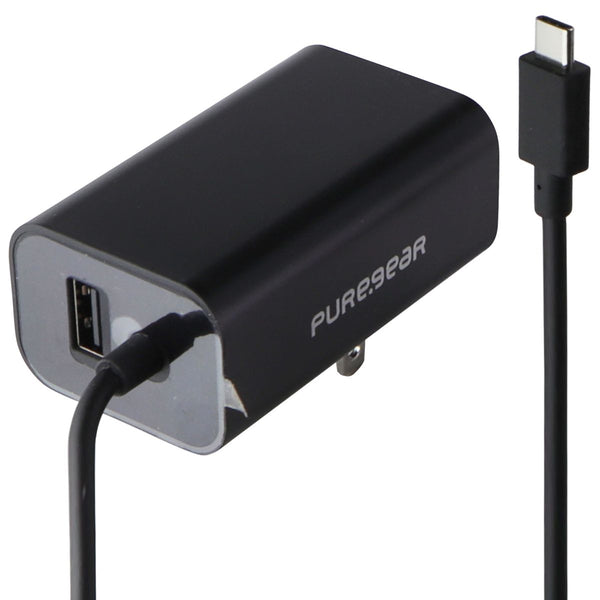 PureGear (24W) USB-C 5-Ft Wall Charger with Extra USB Port - Black