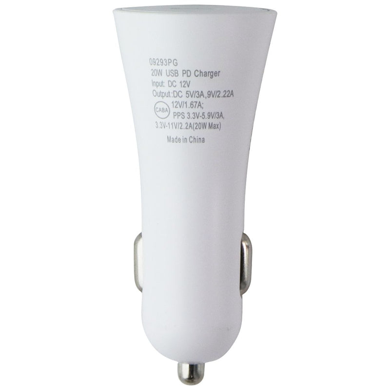 PureGear 20W USB-C Car Charger - White (09293PG)