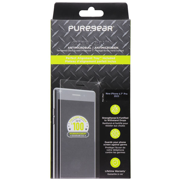 Pure Gear Steel 360 Tempered Glass for iPhone 15 Pro Max with Alignment Tray