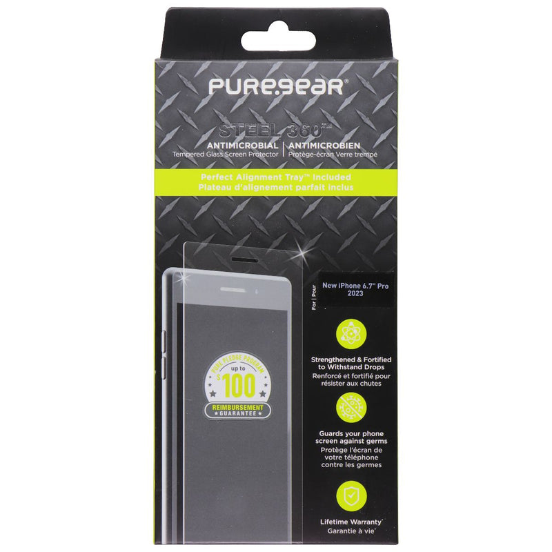 Pure Gear Steel 360 Tempered Glass for iPhone 15 Pro Max with Alignment Tray
