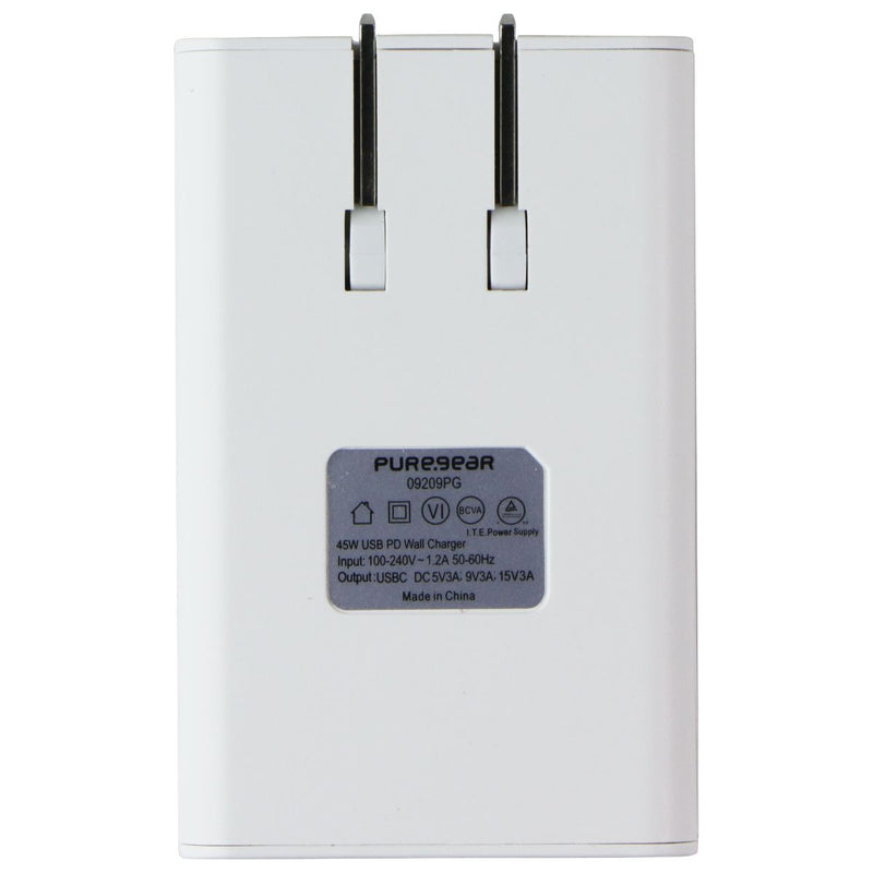 PureGear LightSpeed - 45W Single USB-C PD Wall Charger - White