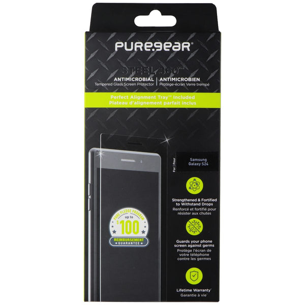 PureGear Steel 360 Tempered Glass Protector for Samsung Galaxy S24 - Clear