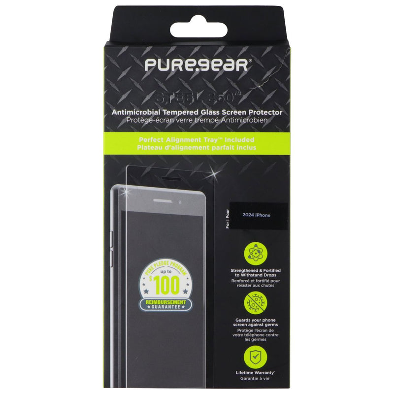 PureGear Steel 360 Tempered Glass Screen Protector for Apple iPhone 16