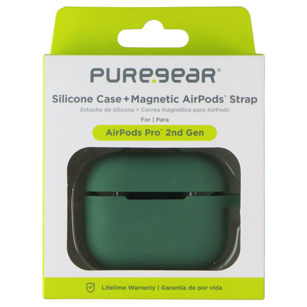 PureGear Silicone Case + Magnetic Strap for Apple AirPods Pro 2nd Gen - Green