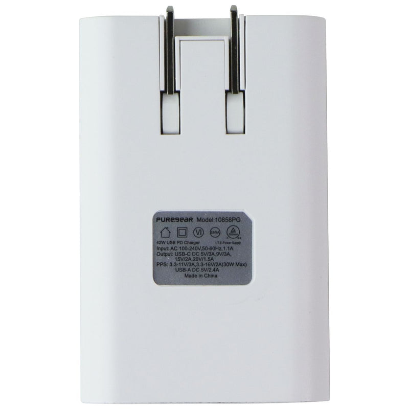 PureGear (42W) USB-A and USB-C Dual Port PD Charger - White (10858PG)