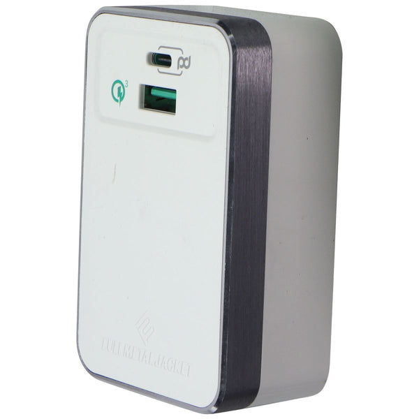 Qmadix Full Metal Jacket Dual-Port USB-C & USB-A 3.0 PD Charge Adapter - White