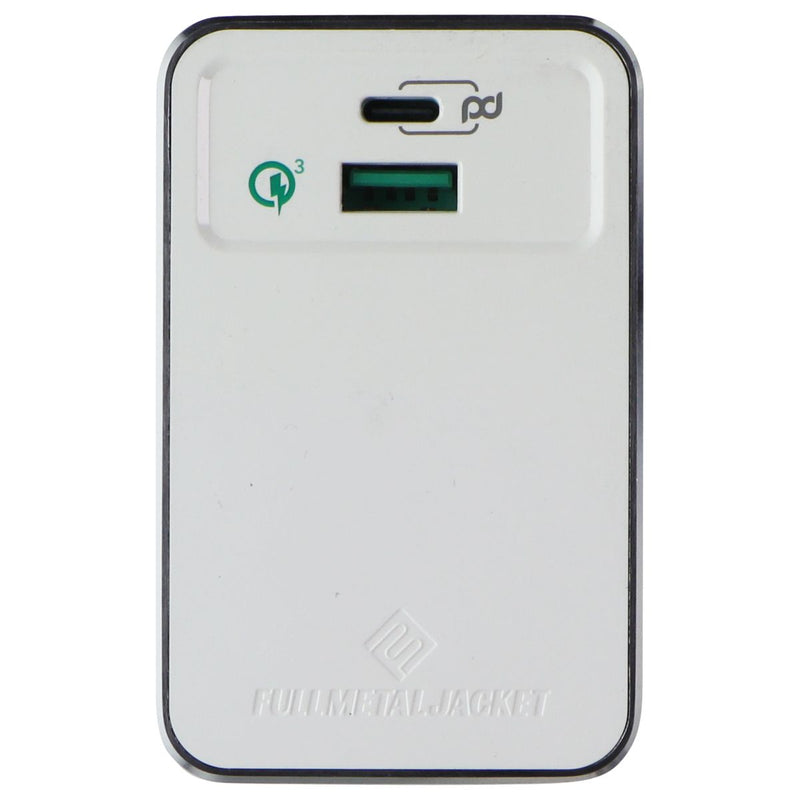 Qmadix Full Metal Jacket Dual-Port USB-C & USB-A 3.0 PD Charge Adapter - White