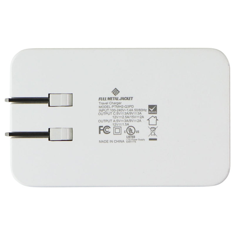Qmadix Full Metal Jacket Dual-Port USB-C & USB-A 3.0 PD Charge Adapter - White