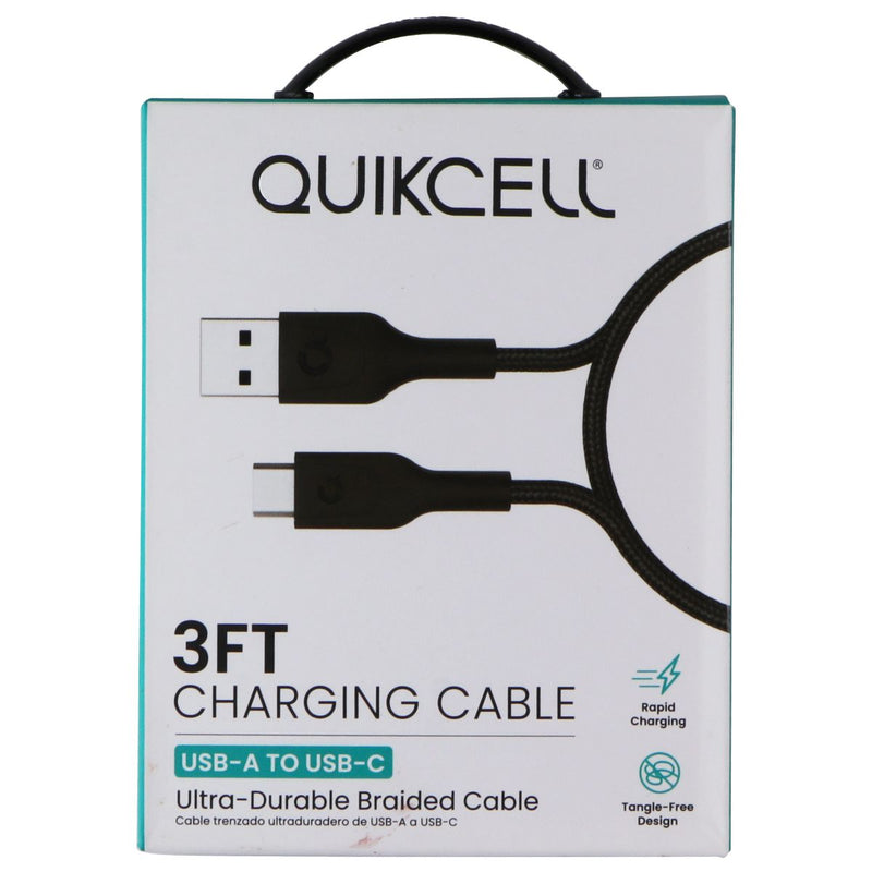 Quikcell 3Ft Braided USB-A to USB-C Charging Cable - Black