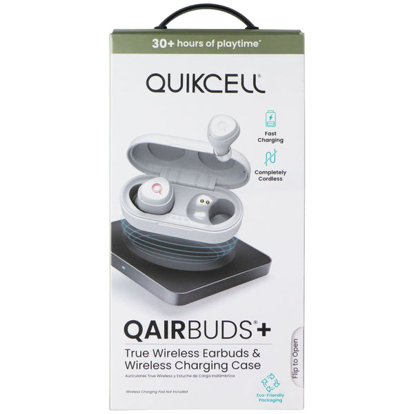 Quikcell QAirBuds+ True Wireless Earbuds with Wireless Charging Case - White