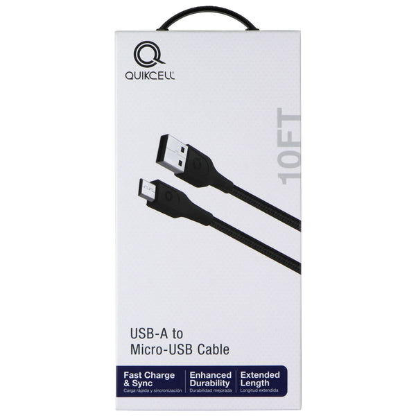 Quikcell (10 Foot) USB-A to Micro-USB Fast Charge and Sync Cable - Black