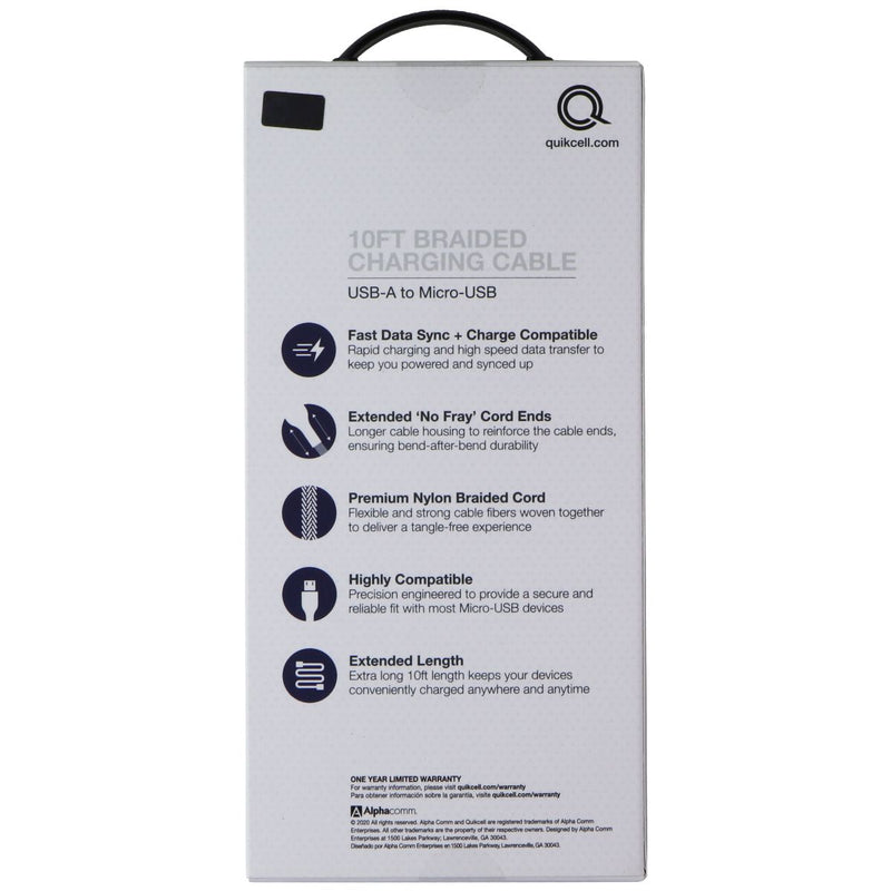 Quikcell (10 Foot) USB-A to Micro-USB Fast Charge and Sync Cable - Black