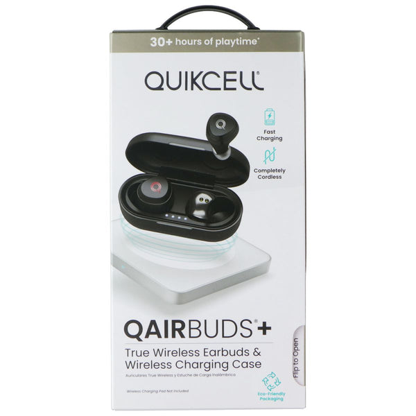 Quikcell QAirBuds+ True Wireless Earbuds with Wireless Charging Case - Black