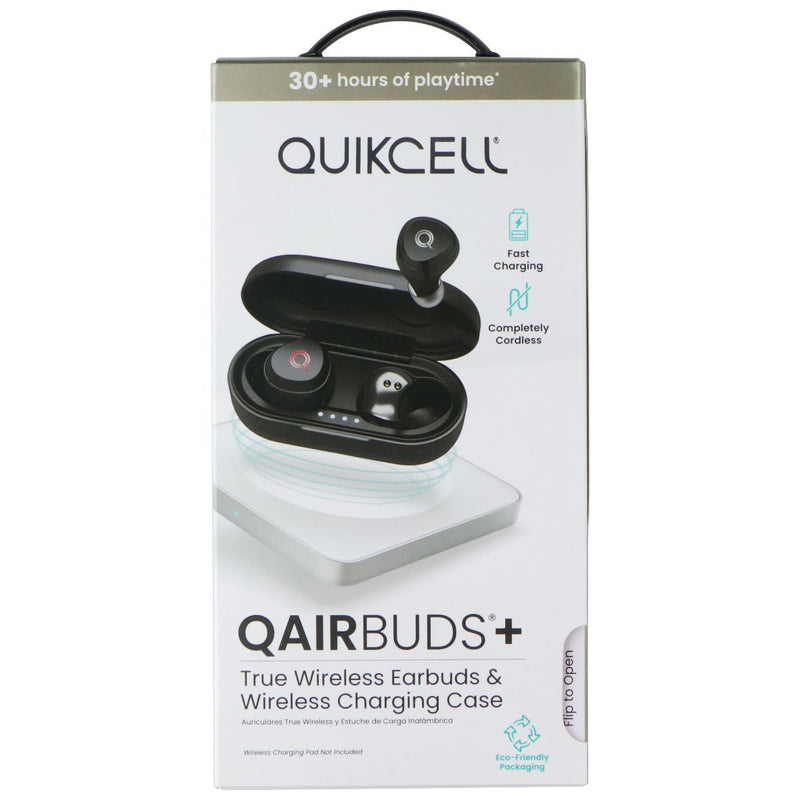 Quikcell QAirBuds+ True Wireless Earbuds with Wireless Charging Case - Black
