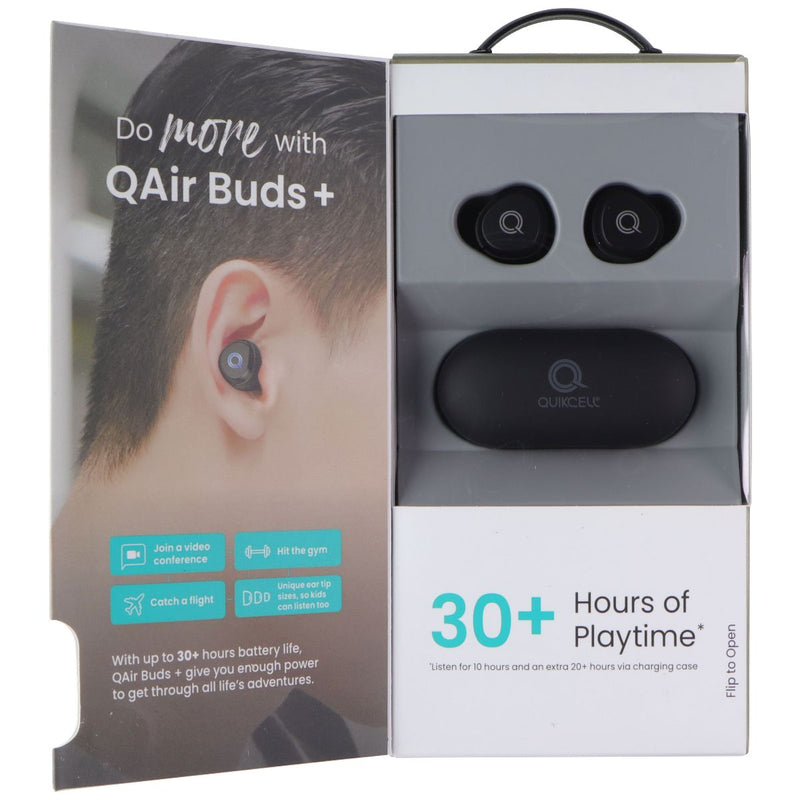 Quikcell QAirBuds+ True Wireless Earbuds with Wireless Charging Case - Black