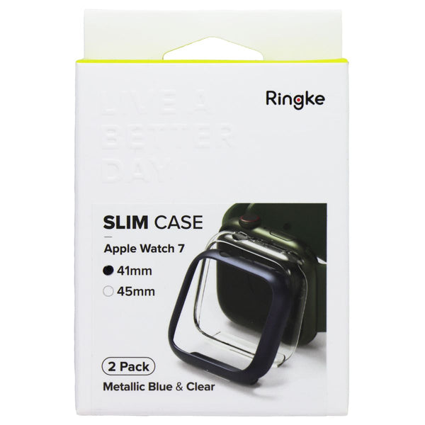 Ringke Slim Case 41mm for Apple Watch 7 - Metallic Blue & Clear (2 Pack)