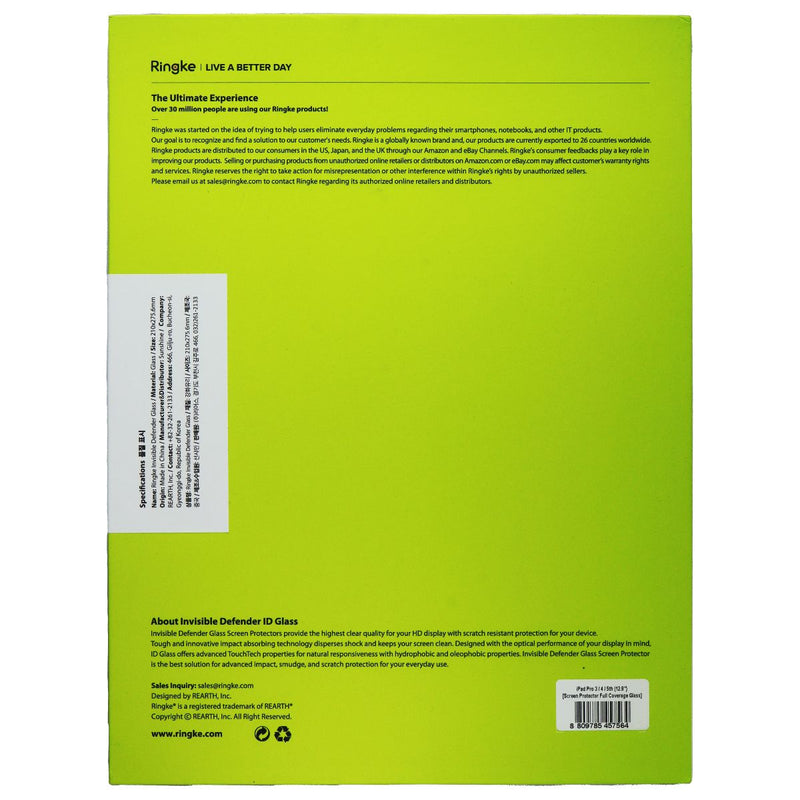 Ringke Invisible Defender Tempered Glass for iPad Pro (12.9) 5/4/3 - Clear