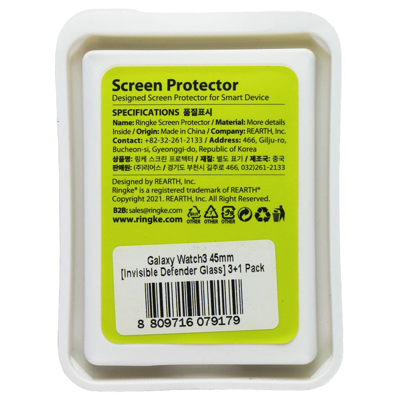 Ringke Premium Tempered Glass Screen Protector for Galaxy Watch 3 (45mm) - 4 Pk