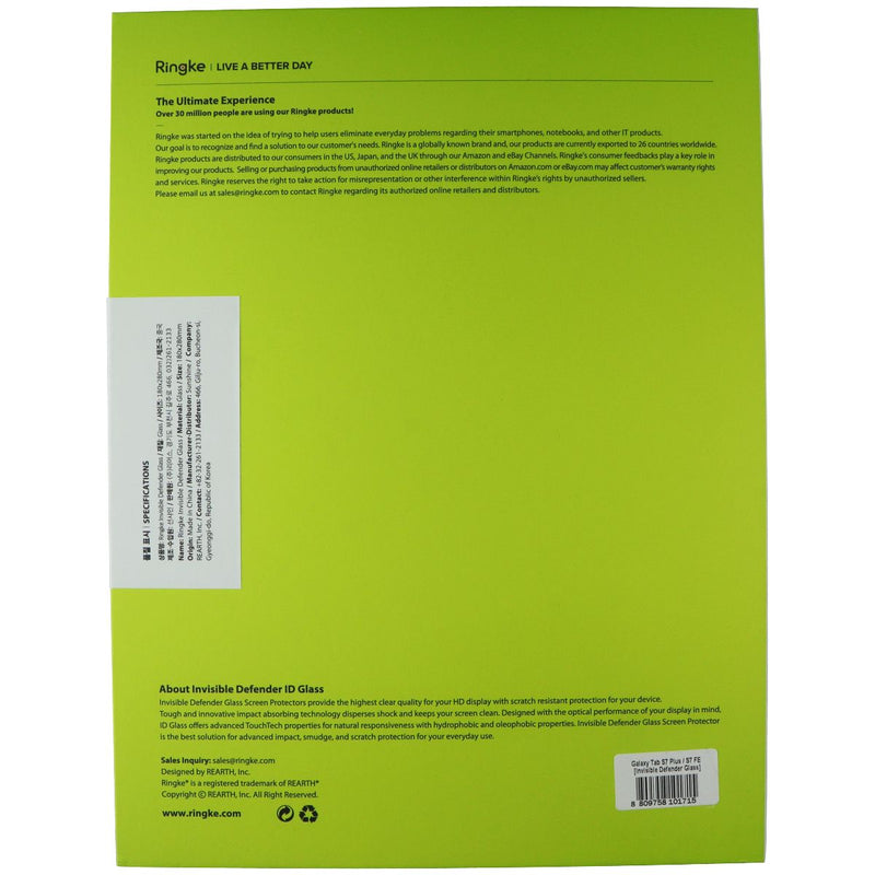Ringke Invisible Defender Screen Protector for Samsung Galaxy Tab S7 FE/S7 Plus