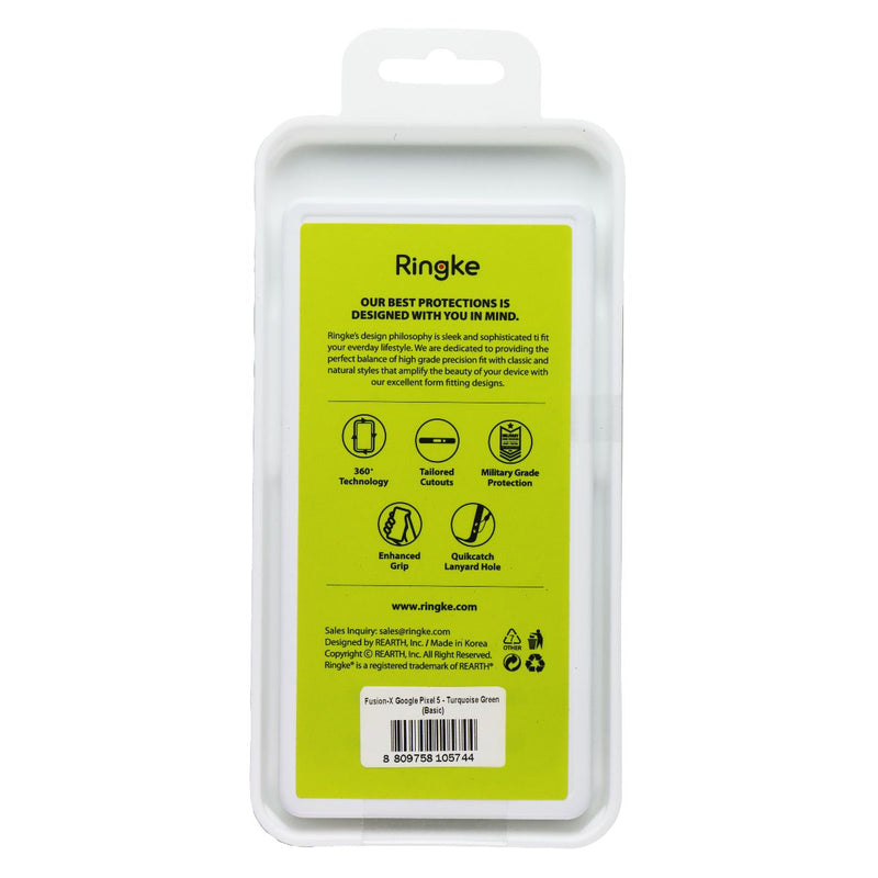 Ringke Fusion X Series Case for Google Pixel 5 - Clear / Turquoise Green