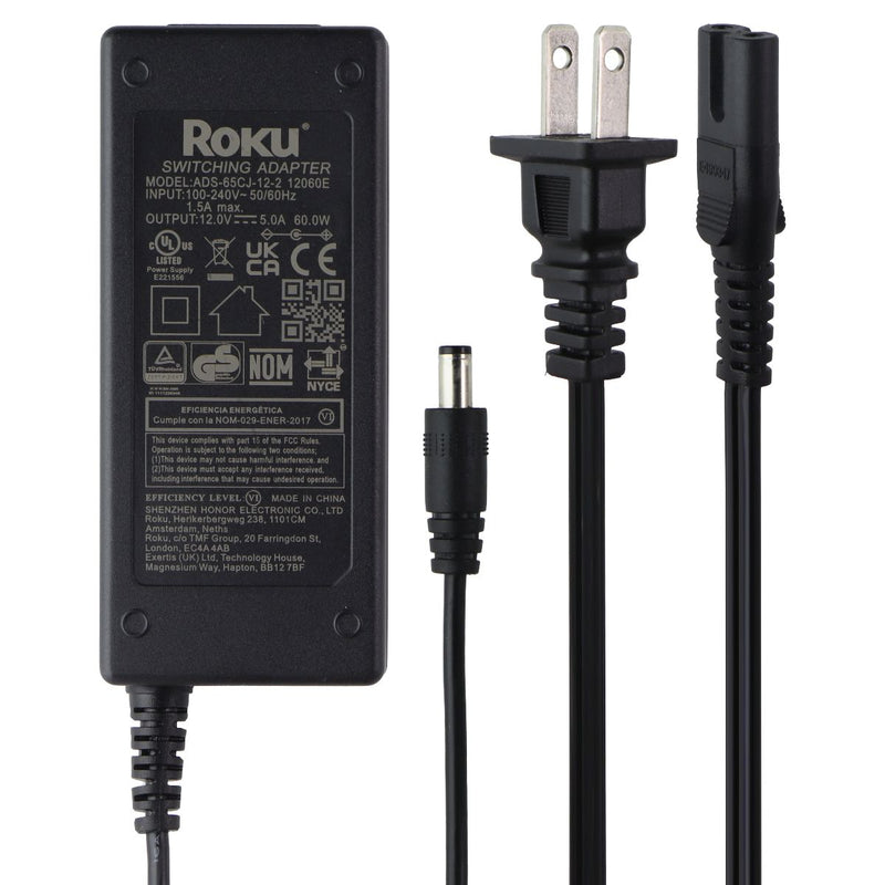 Roku (60W / 12V / 5A) Switching Adapter Power Supply - Black (ADS-65CJ-12-2)