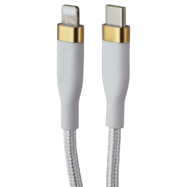 S. Simple 10 Foot USB-C to Lightning 8-Pin Tough-Knit Braided Cable - White/Gold