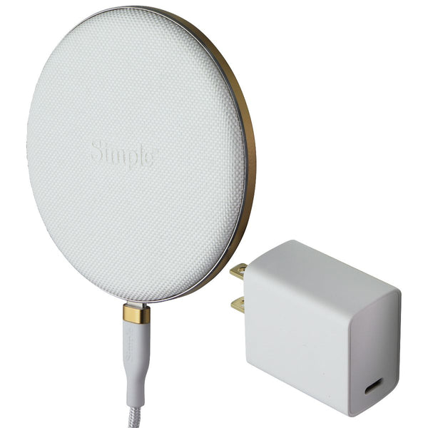 Simple (15W) USB-C POWER Wireless Charger Pad - White/Gold