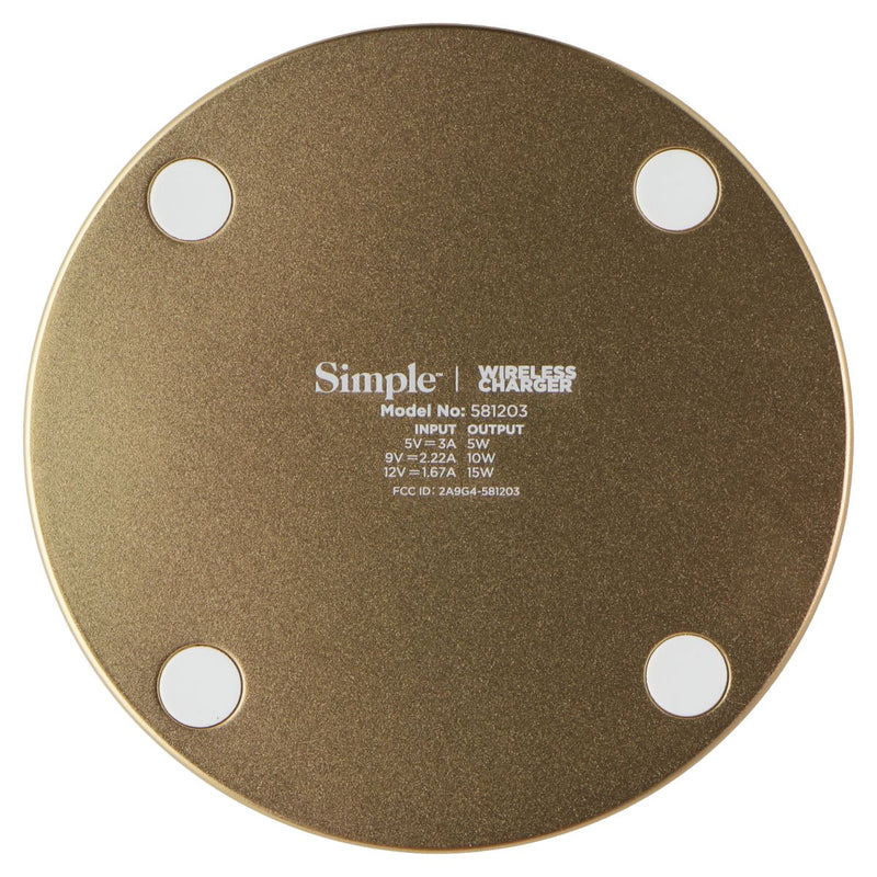 Simple (15W) USB-C POWER Wireless Charger Pad - White/Gold