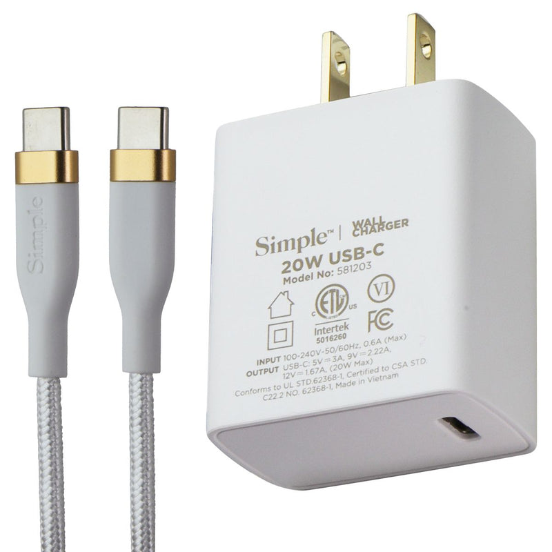 Simple (15W) USB-C POWER Wireless Charger Pad - White/Gold
