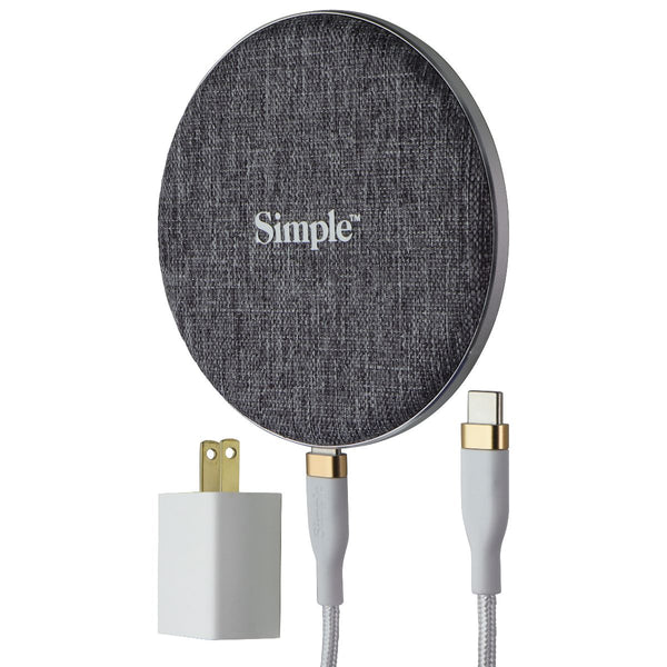 Simple (15W) USB-C POWER Wireless Charger Pad - White/Gray (NEW MODEL)