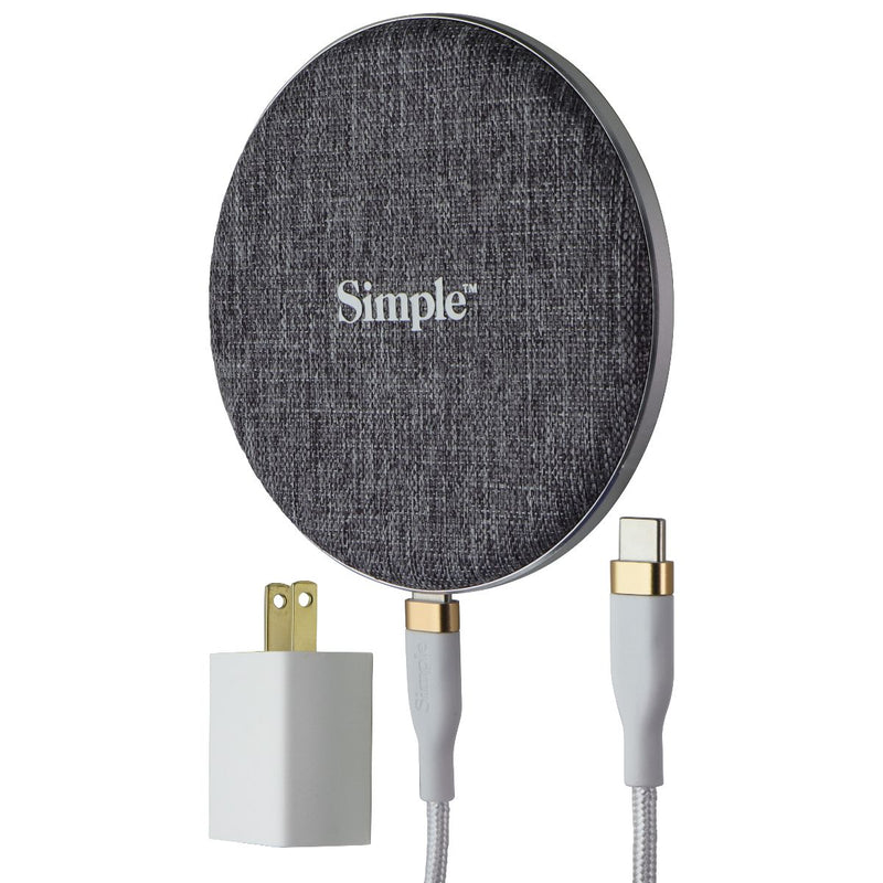 Simple (15W) USB-C POWER Wireless Charger Pad - White/Gray (NEW MODEL)