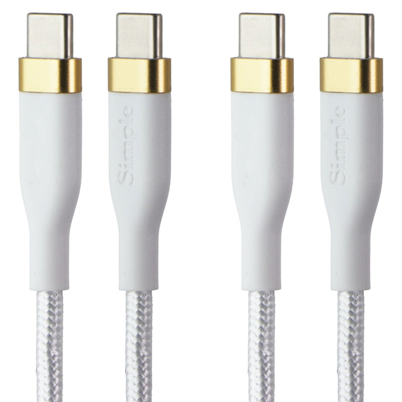 S. Simple 4-Pack Charger/6-Ft Cables/Car Charger Bundle (USB-C/30W) - White/Gold