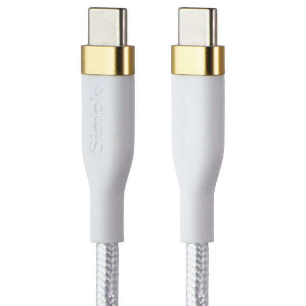 S. Simple (4 Foot) USB-C to USB-C Tough-Knit Braided Cable - White/Gold