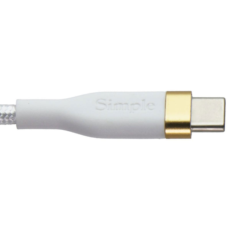 S. Simple (4 Foot) USB-C to USB-C Tough-Knit Braided Cable - White/Gold