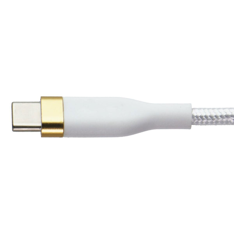 S. Simple (4 Foot) USB-C to USB-C Tough-Knit Braided Cable - White/Gold