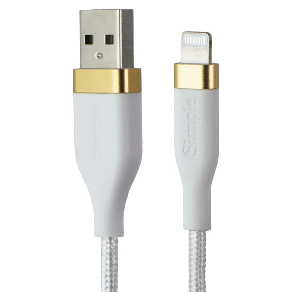 S. Simple (6-Ft) USB-A to 8-Pin Tough-Knit Braided Cable - White/Gold