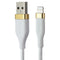 S. Simple (6-Ft) USB-A to 8-Pin Tough-Knit Braided Cable - White/Gold