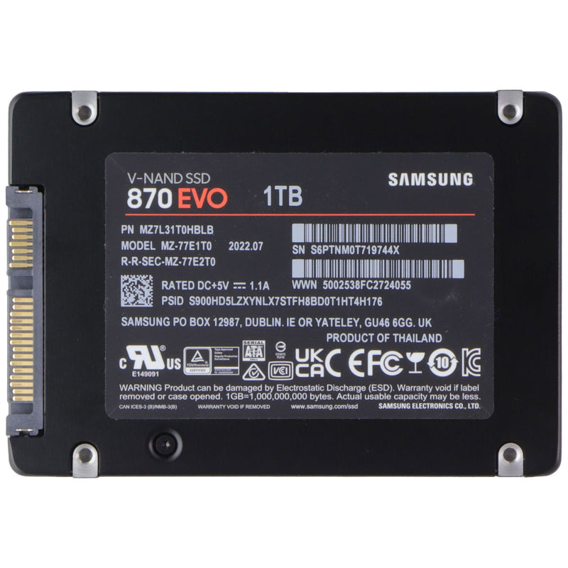 Samsung 870 EVO SATA SSD (1TB) 2.5-in Internal Solid State Drive (MZ-77E1T0)