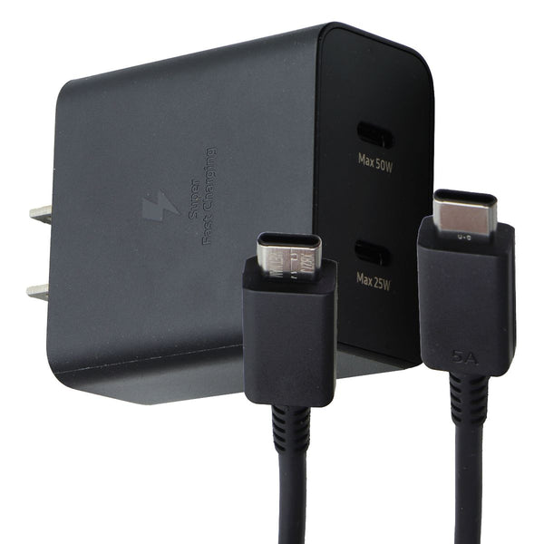 Samsung (50W) Power Adapter Duo USB-C Wall Charger with Cable - Black (EP-T5020)
