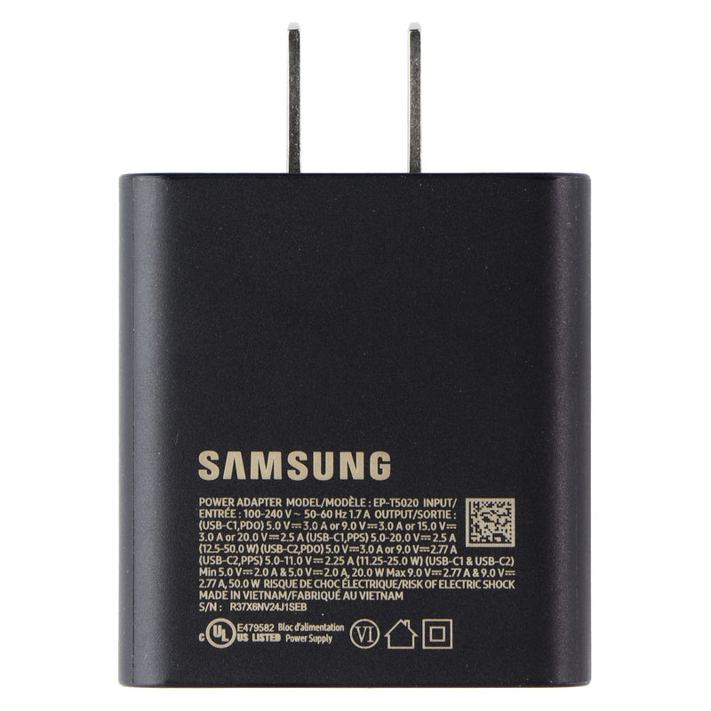 Samsung (50W) Power Adapter Duo USB-C Wall Charger with Cable - Black (EP-T5020)