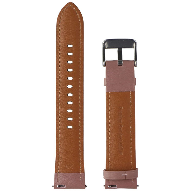 Generic 20mm Genuine Leather Watch Band for 20mm Lugs - Pink Rose/Silver